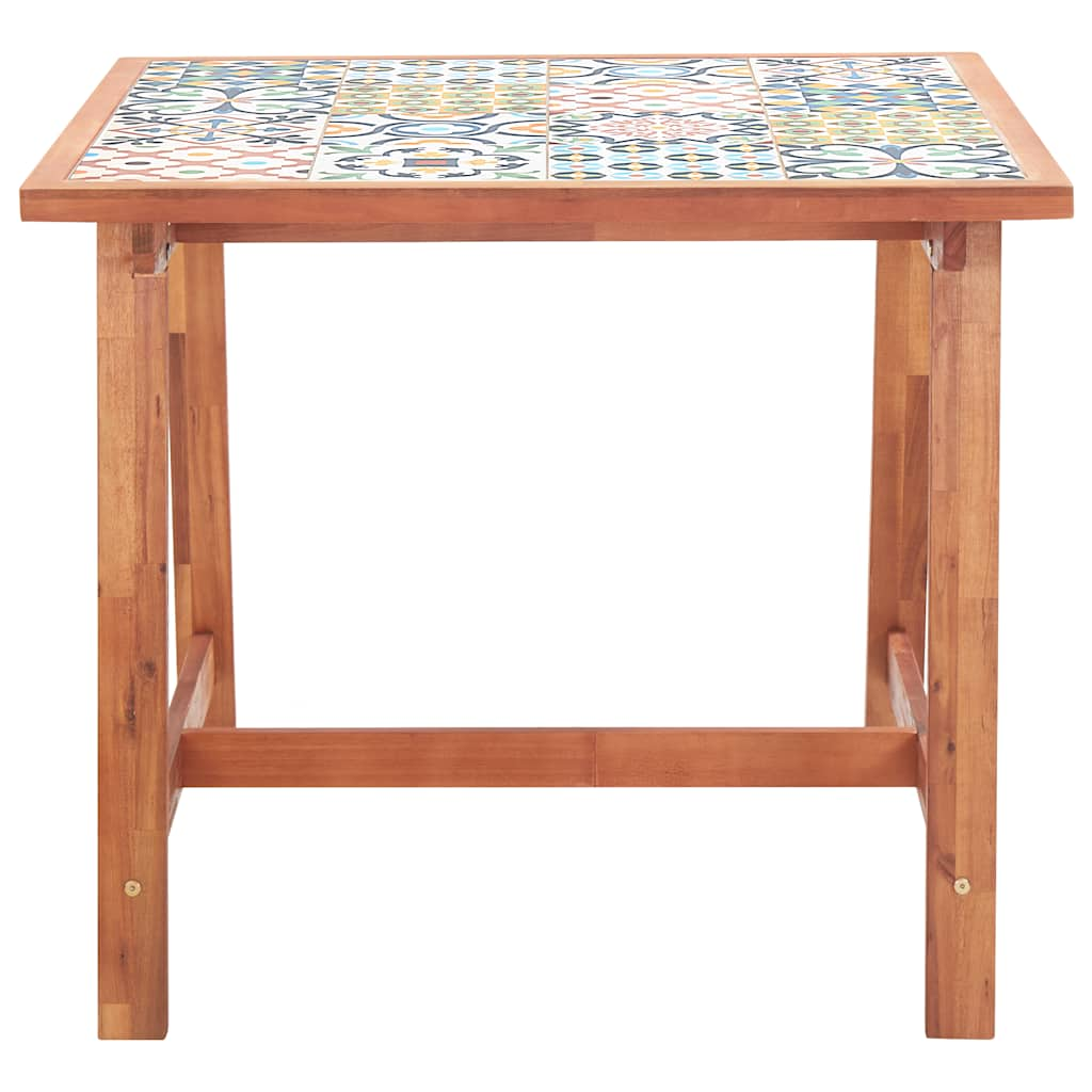 Garden Dining Table 88x88x75 cm Tile Top and Solid Acacia Wood