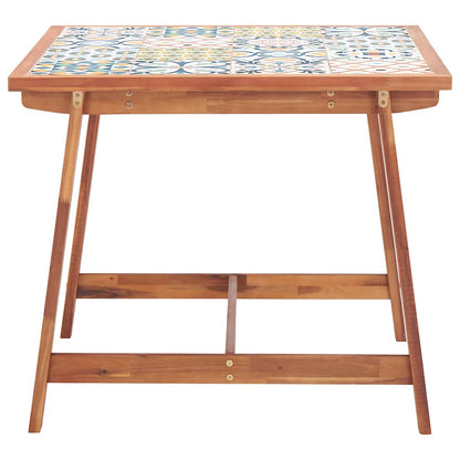 Garden Dining Table 88x88x75 cm Tile Top and Solid Acacia Wood