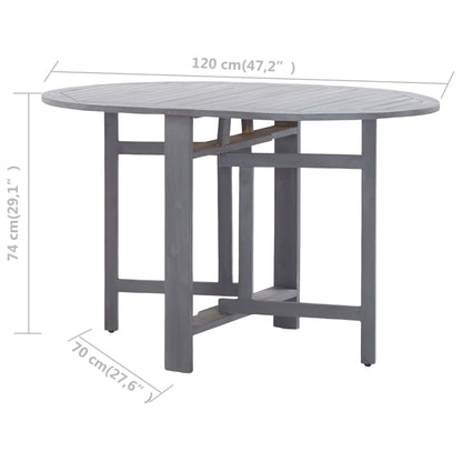 Garden Table Grey 120x70x74 cm Solid Acacia Wood