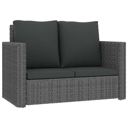 2 Piece Garden Lounge Set with Cushions Poly Rattan Grey