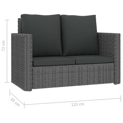 2 Piece Garden Lounge Set with Cushions Poly Rattan Grey