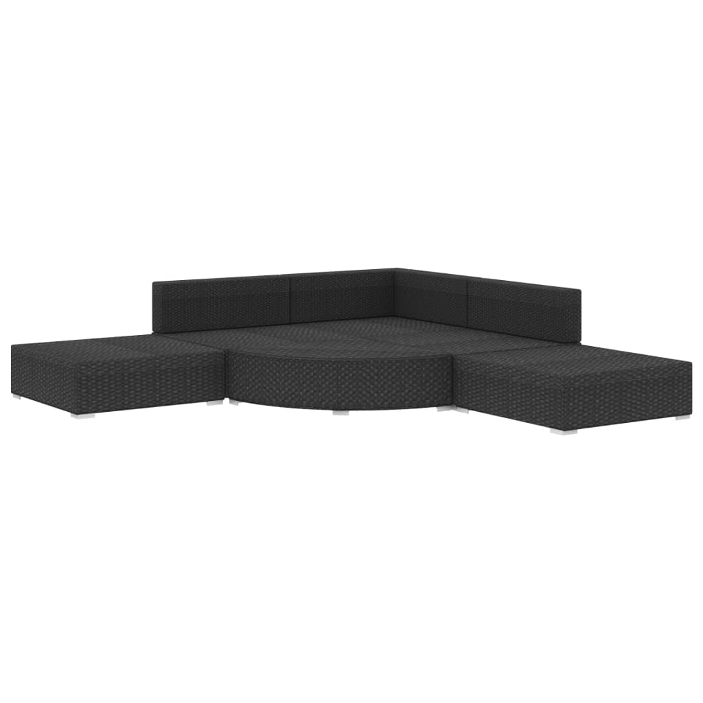 6 Piece Garden Lounge Set with Cushions Poly Rattan Black