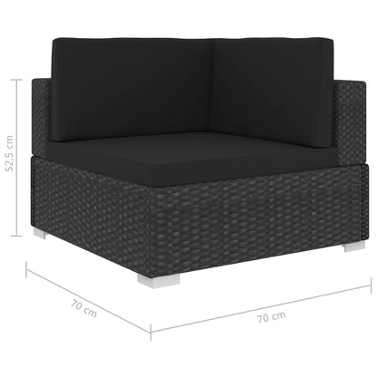 6 Piece Garden Lounge Set with Cushions Poly Rattan Black