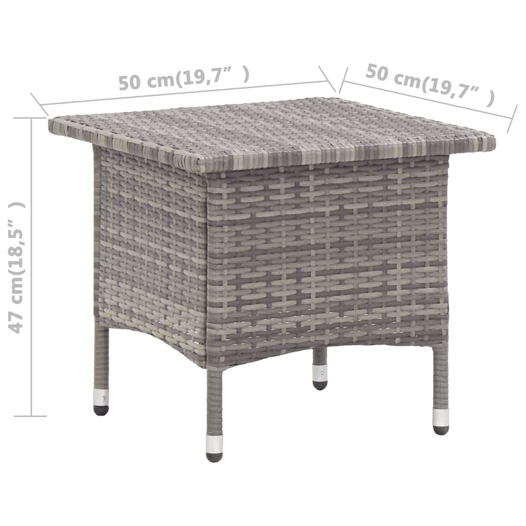 Tea Table Grey 50x50x47 cm Poly Rattan