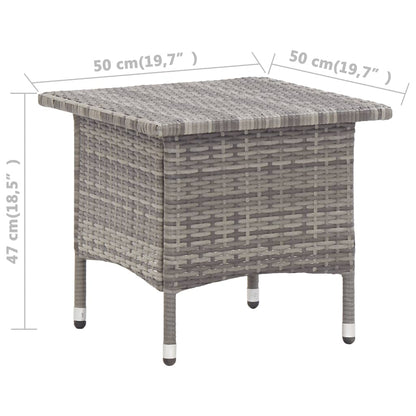 Tea Table Grey 50x50x47 cm Poly Rattan