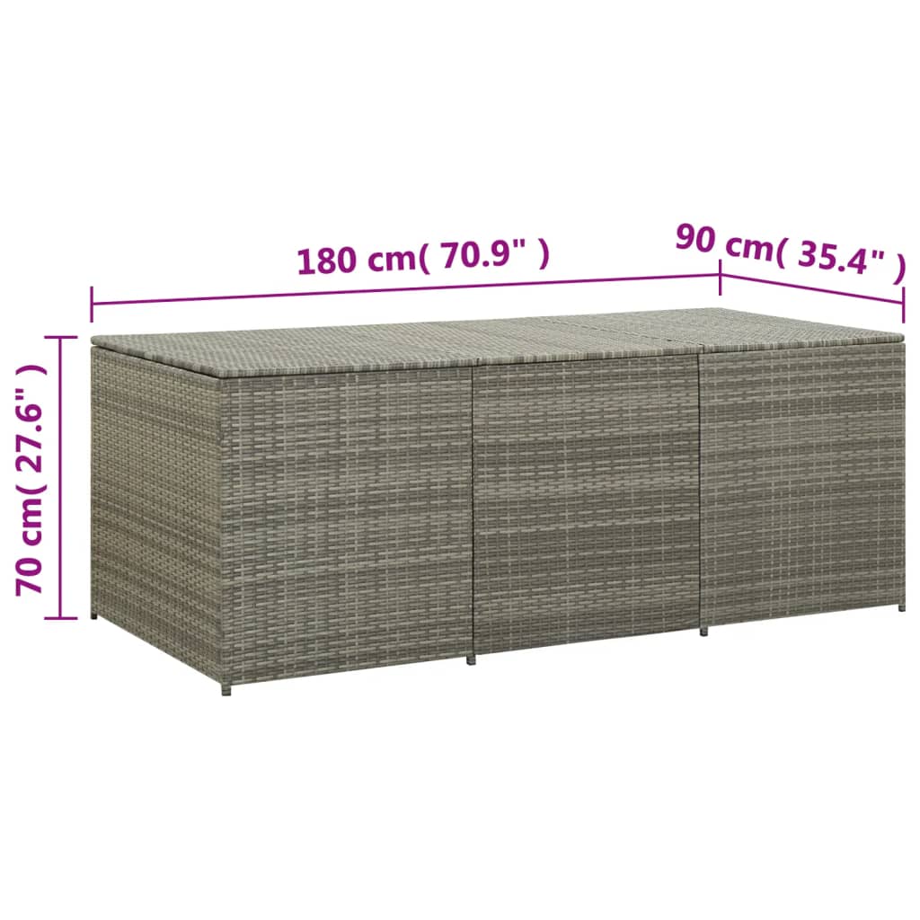 Garden Storage Box Poly Rattan 180x90x70 cm Grey