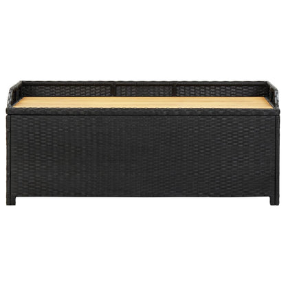 Garden Storage Bench 120 cm Poly Rattan Black