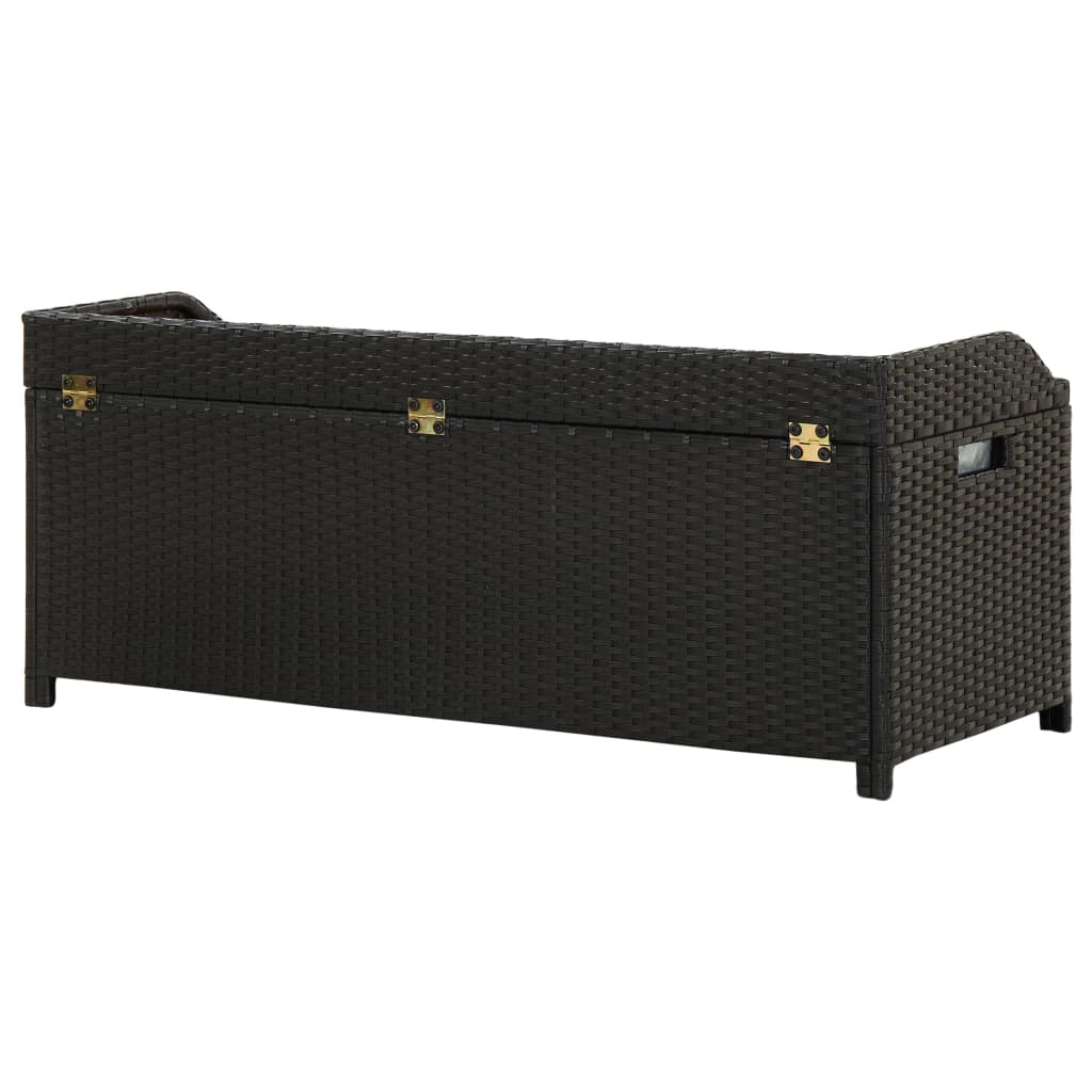 Garden Storage Bench 120 cm Poly Rattan Black