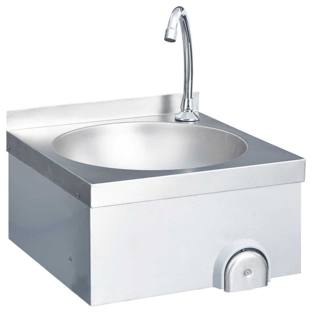 Hand Wash Sink with Faucet and Soap Dispenser Stainless Steel