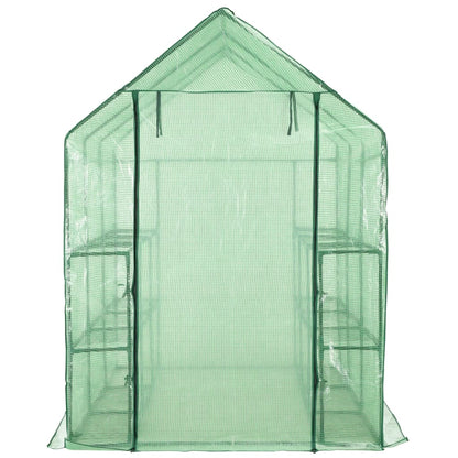 Walk-in Greenhouse with 12 Shelves Steel 143x214x196 cm