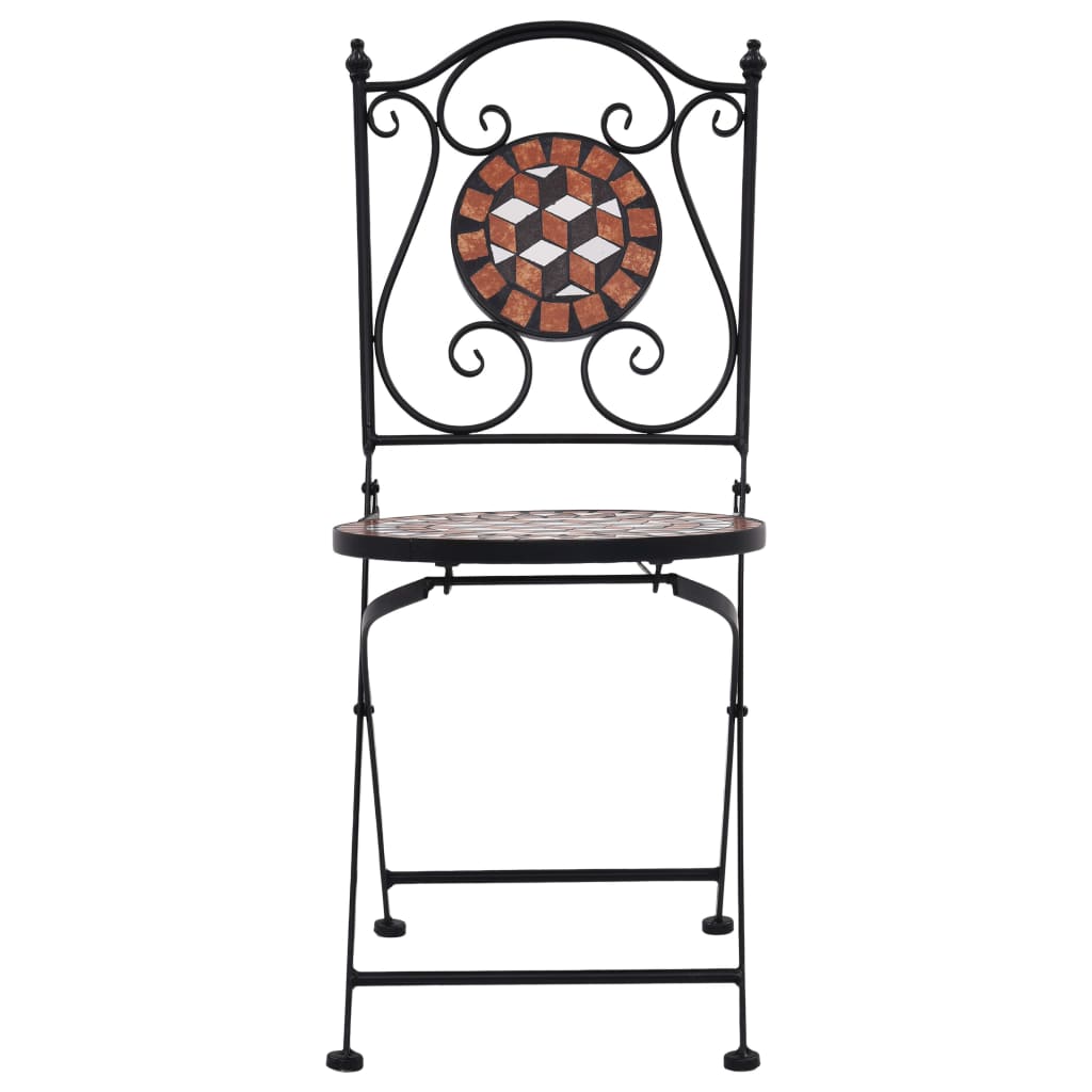 Mosaic Bistro Chairs 2 pcs Brown Ceramic