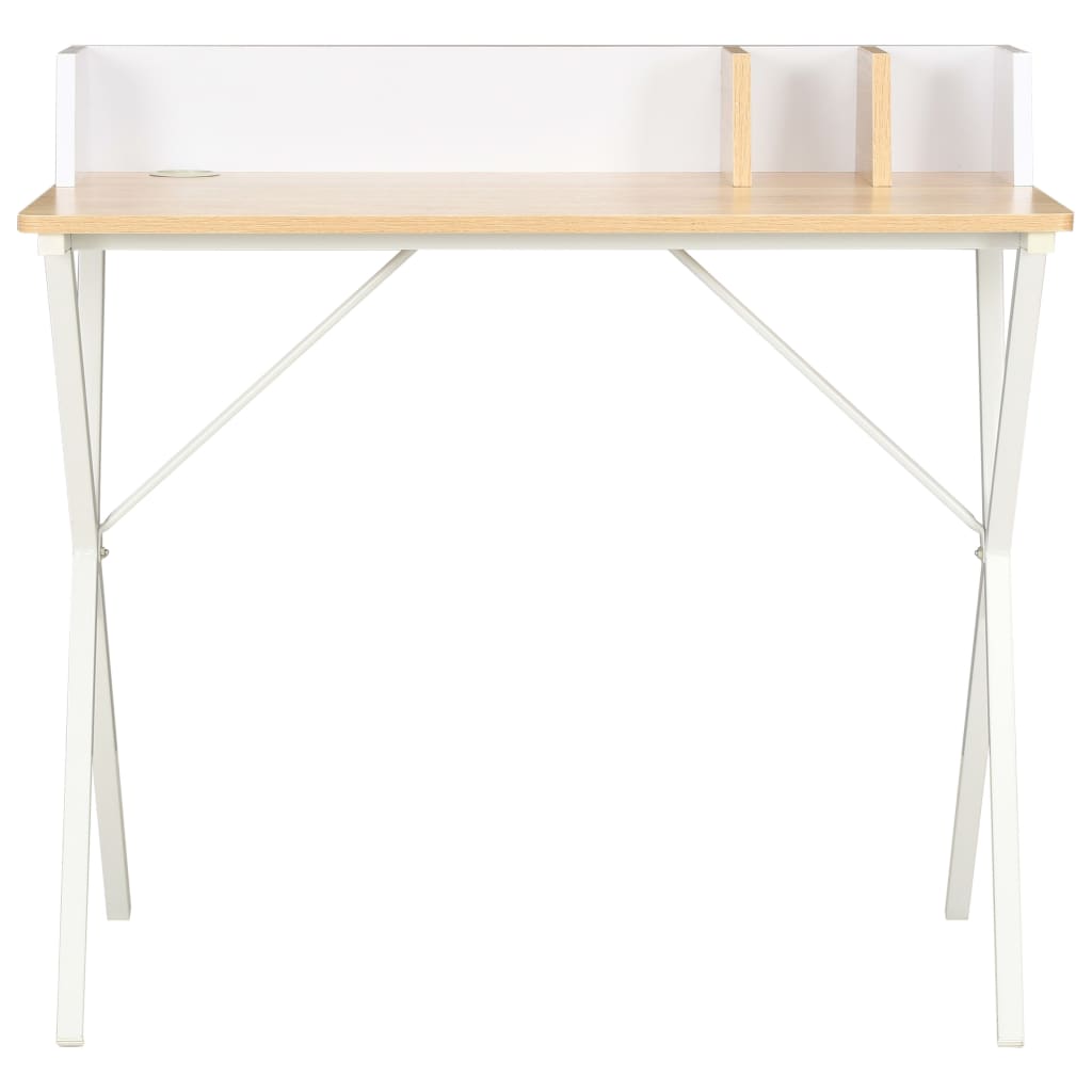 Desk White and Natural 80x50x84 cm