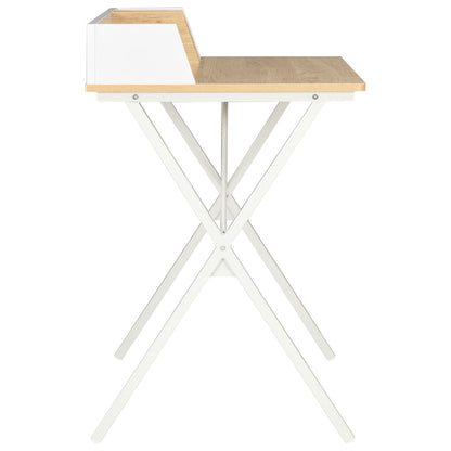 Desk White and Natural 80x50x84 cm