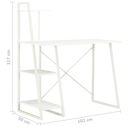 Desk with Shelving Unit White 102x50x117 cm