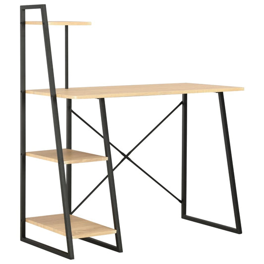 Desk with Shelving Unit Black and Oak 102x50x117 cm