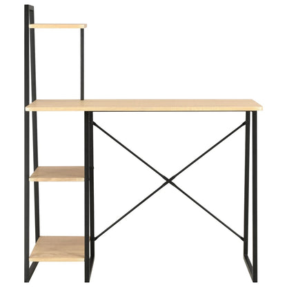 Desk with Shelving Unit Black and Oak 102x50x117 cm