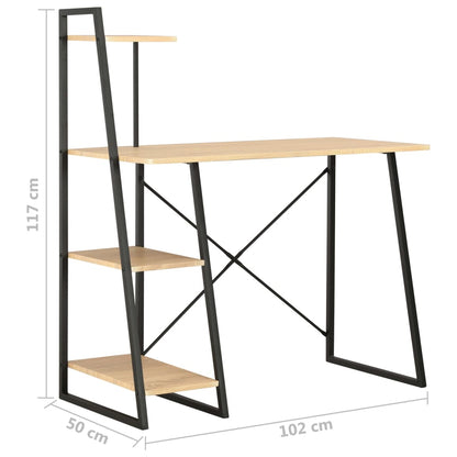 Desk with Shelving Unit Black and Oak 102x50x117 cm