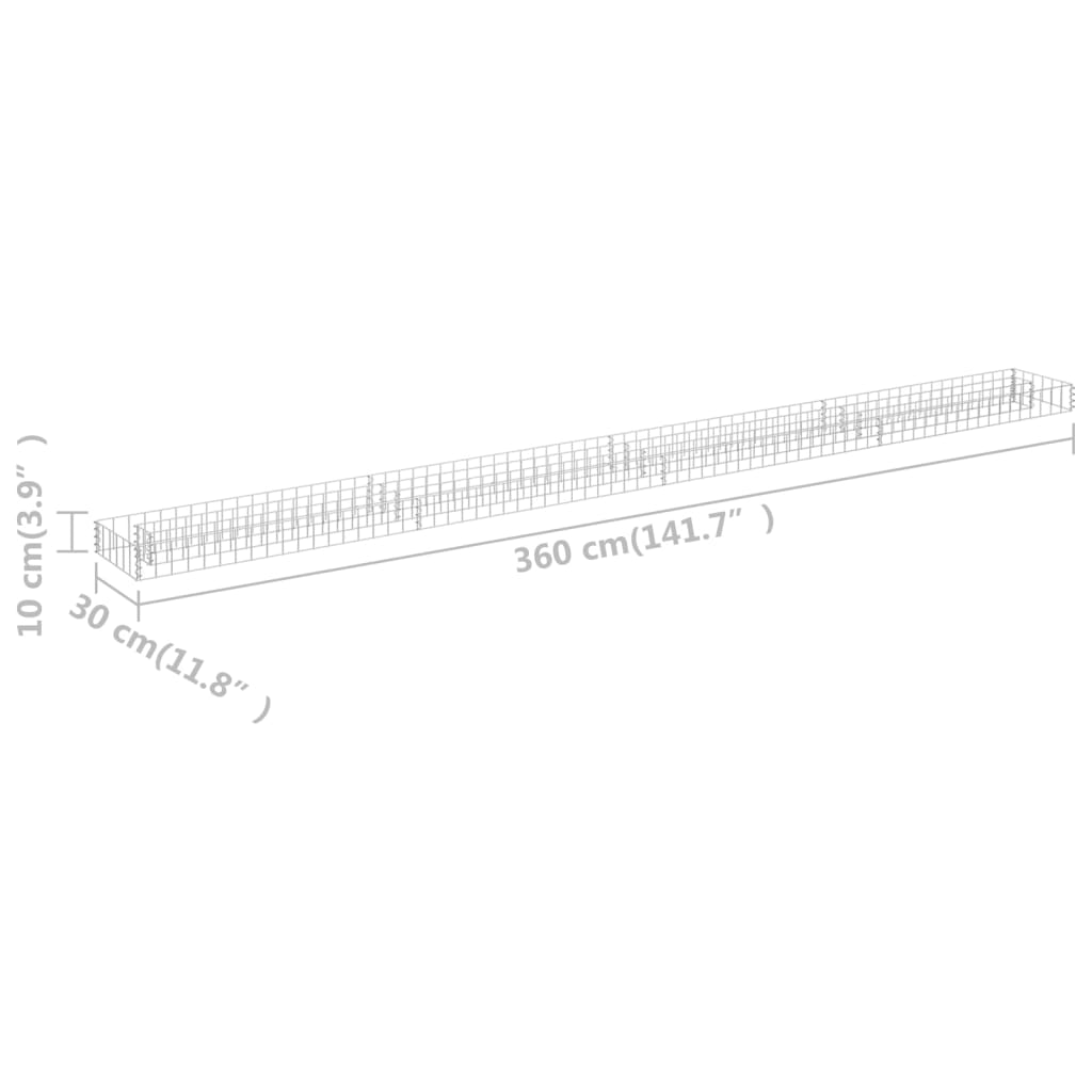 Gabion Raised Bed Galvanised Steel 360x30x10 cm