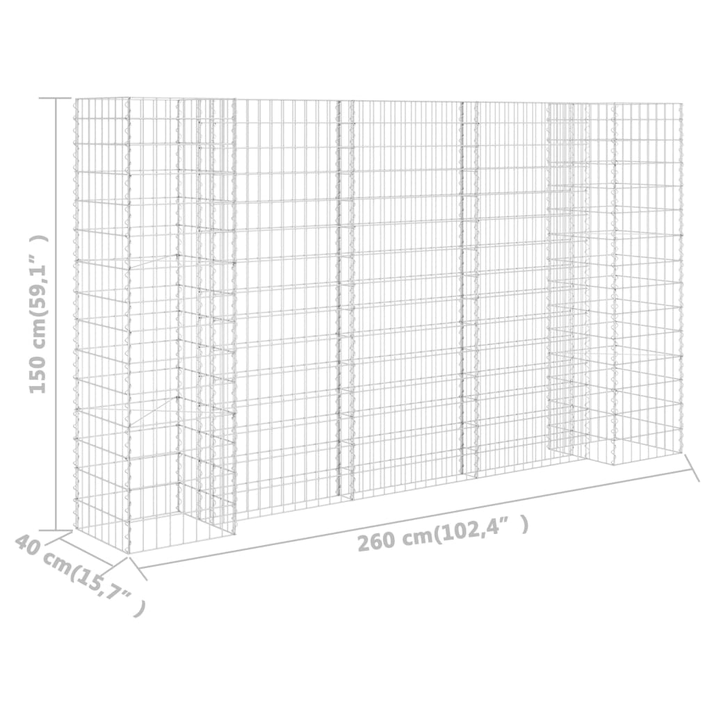 H-Shaped Gabion Planter Steel Wire 260x40x150 cm