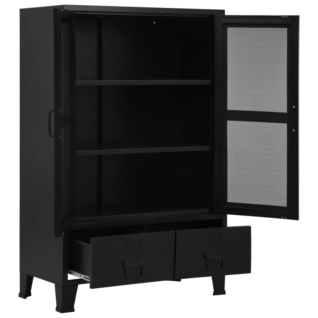 Office Cabinet with Mesh Doors Industrial 75x40x120 cm Steel