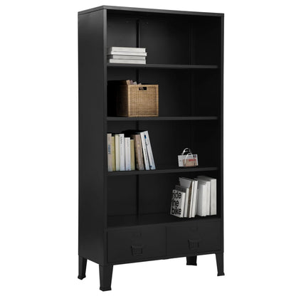 Bookshelf Industrial Black 90x40x180 cm Steel