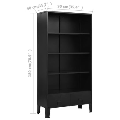 Bookshelf Industrial Black 90x40x180 cm Steel