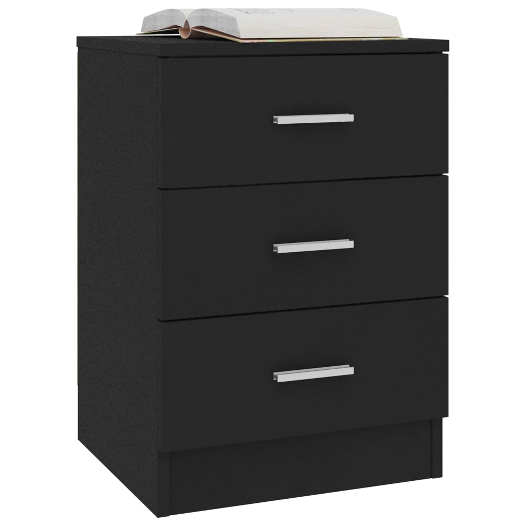 Bedside Cabinet Black 38x35x56 cm Engineered Wood