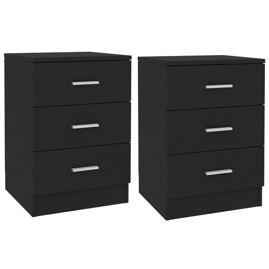 Bedside Cabinets 2 pcs Black 38x35x56 cm Engineered Wood