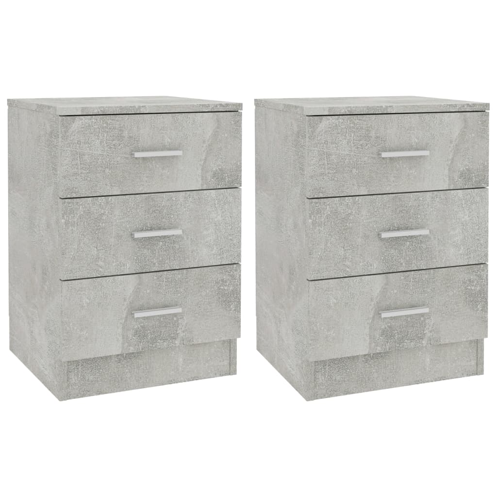 Bedside Cabinets 2 pcs Concrete Grey 38x35x56 cm Engineered Wood