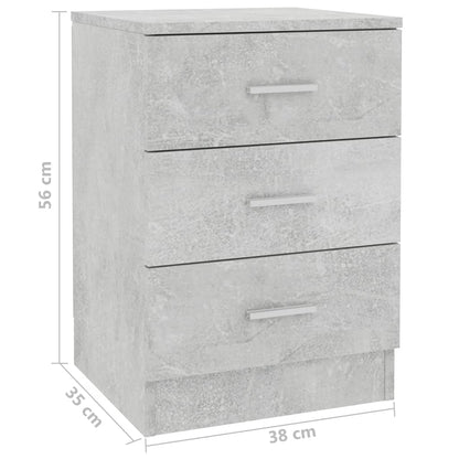 Bedside Cabinets 2 pcs Concrete Grey 38x35x56 cm Engineered Wood