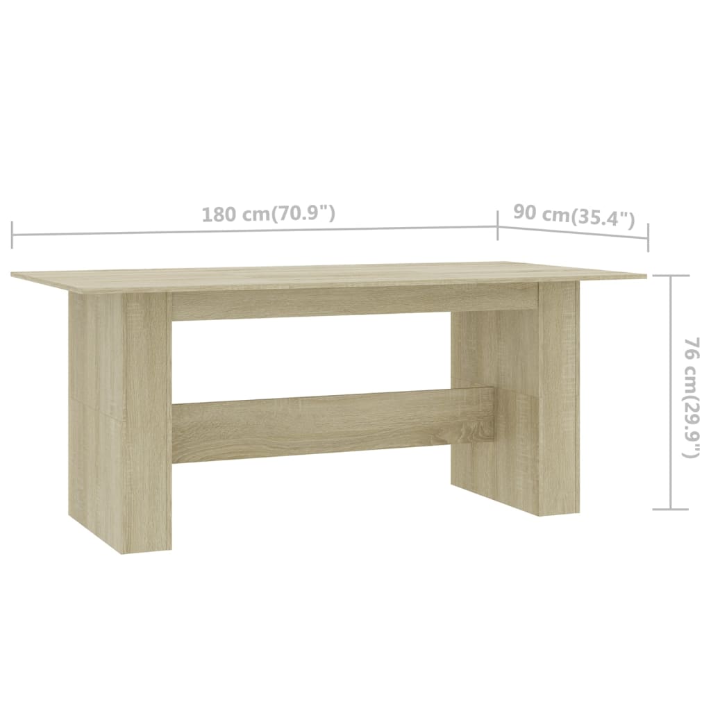 Dining Table Sonoma Oak 180x90x76 cm Engineered Wood