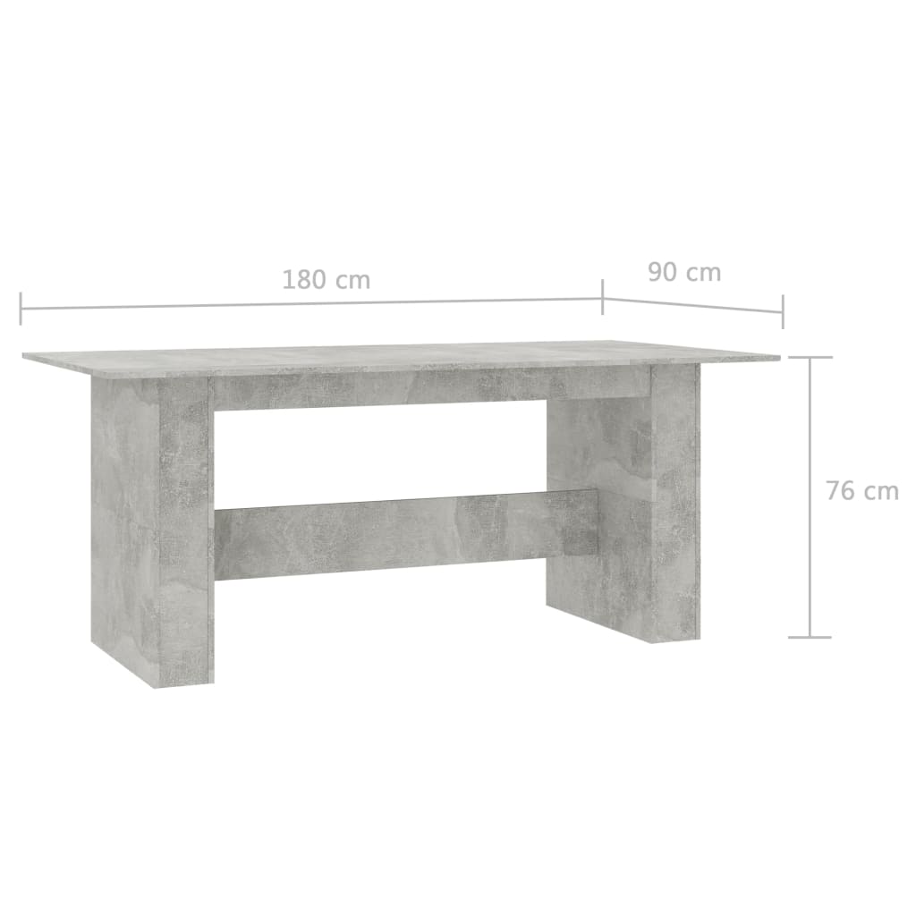 Dining Table Concrete Grey 180x90x76 cm Engineered Wood