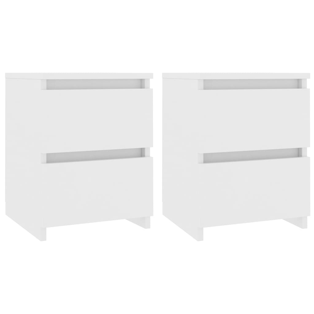 Bedside Cabinets 2 pcs White 30x30x40 cm Engineered Wood