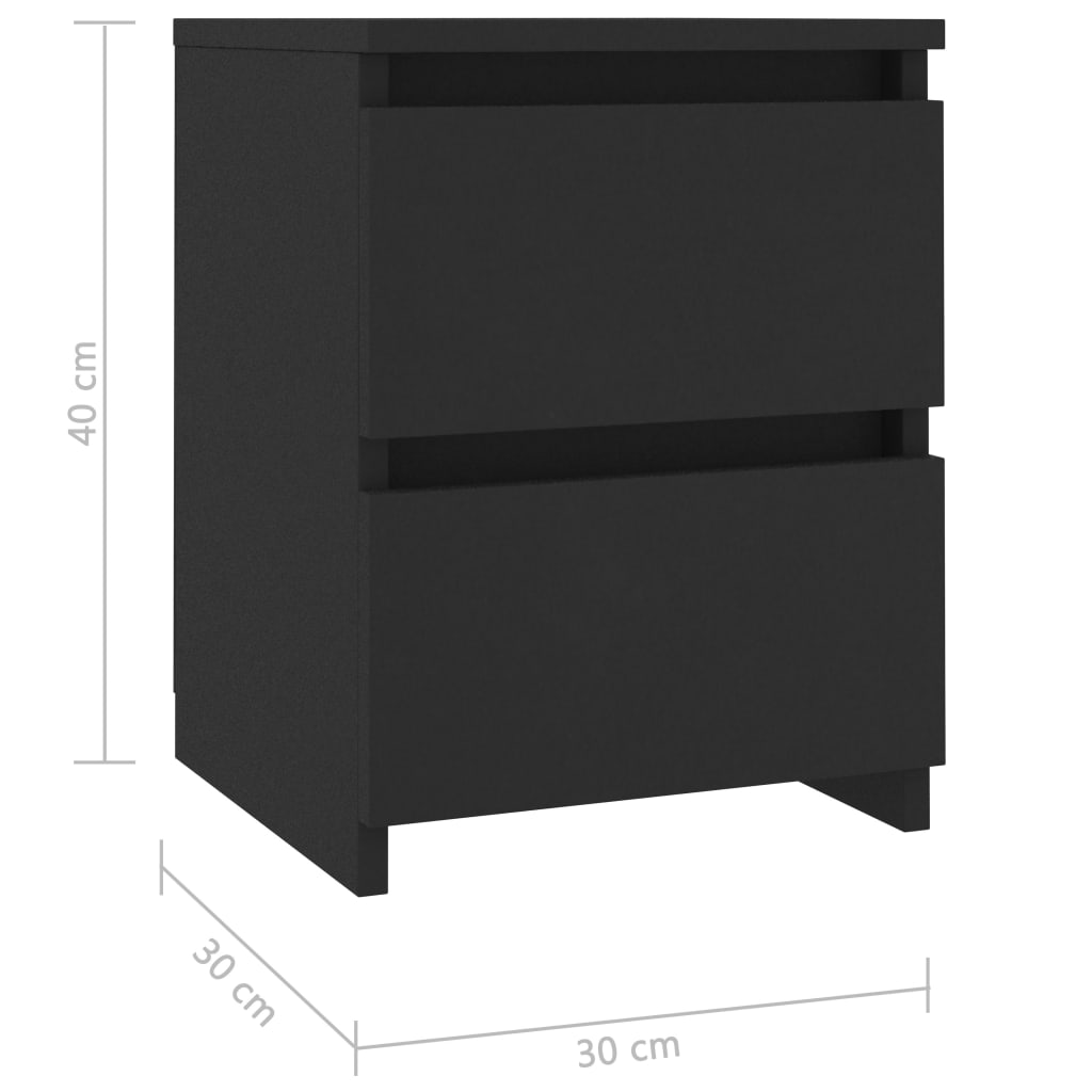 Bedside Cabinet Black 30x30x40 cm Engineered Wood