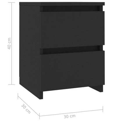 Bedside Cabinets 2 pcs Black 30x30x40 cm Engineered Wood