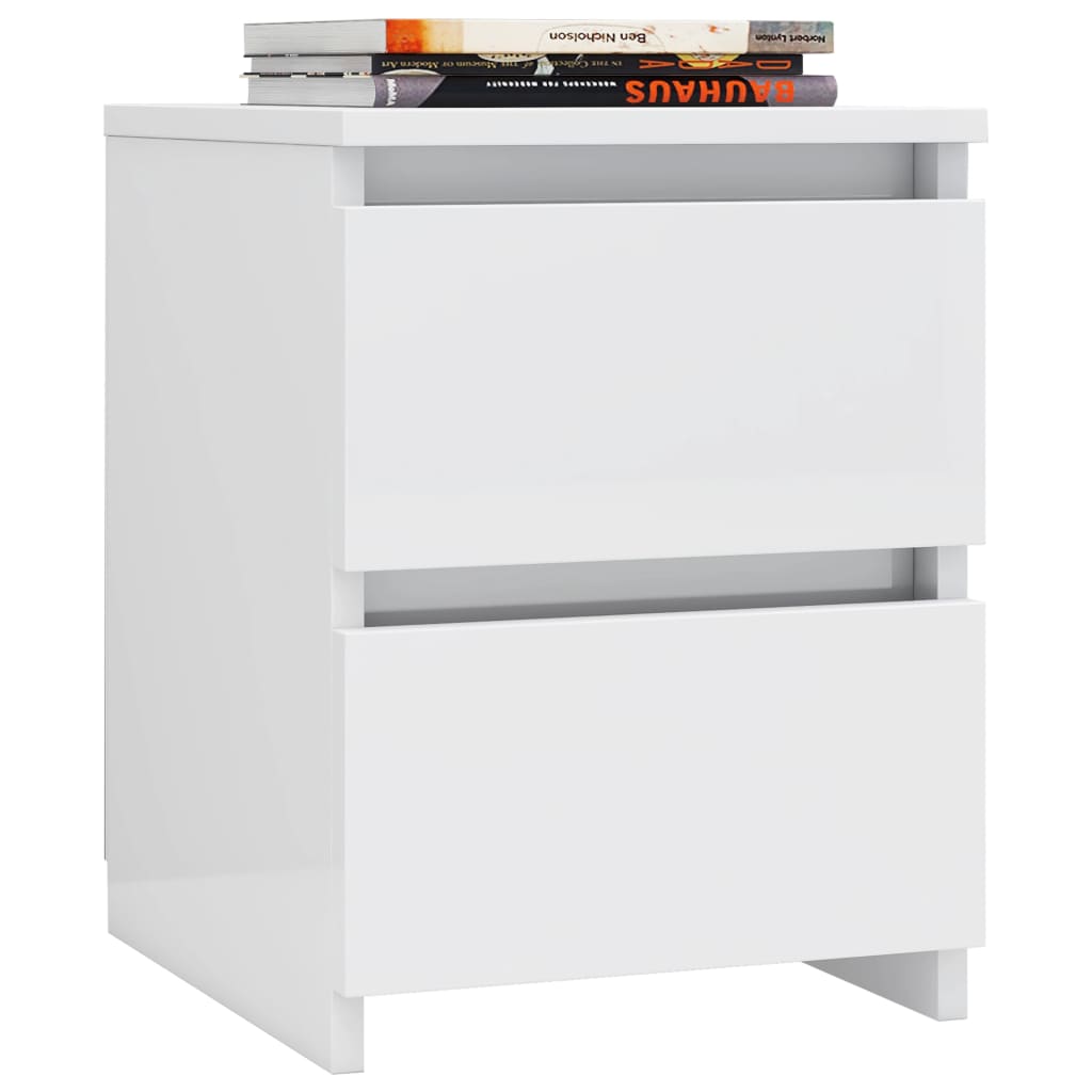 Bedside Cabinet High Gloss White 30x30x40 cm Engineered Wood