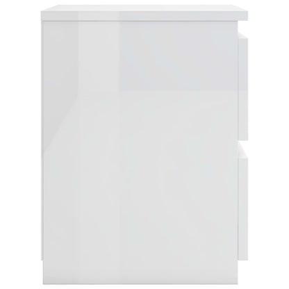 Bedside Cabinet High Gloss White 30x30x40 cm Engineered Wood