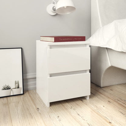 Bedside Cabinet High Gloss White 30x30x40 cm Engineered Wood