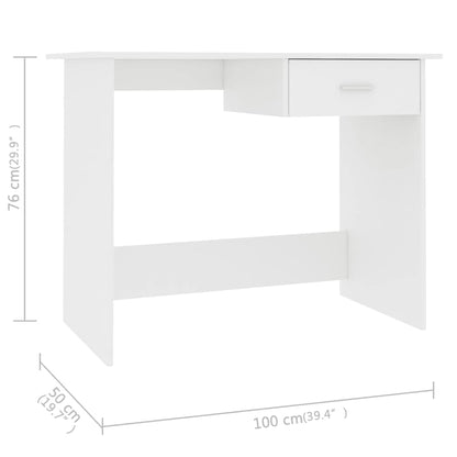 Desk White 100x50x76 cm Engineered Wood