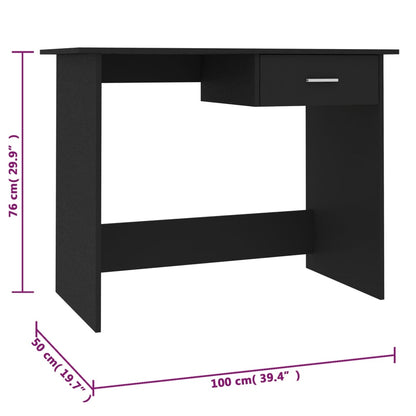 Desk Black 100x50x76 cm Engineered Wood