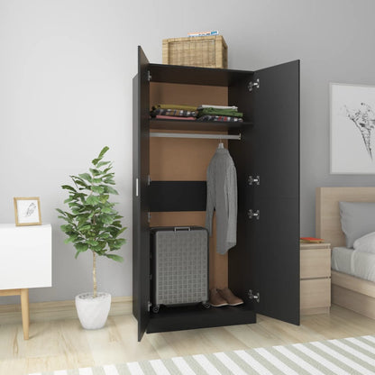 Wardrobe Black 80x52x180 cm Engineered Wood