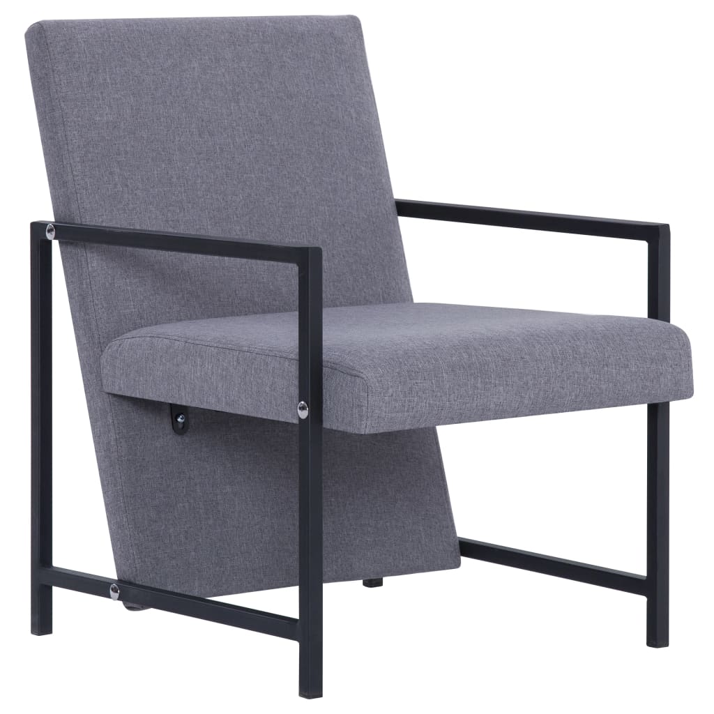 Armchair with Chrome Feet Light Grey Fabric