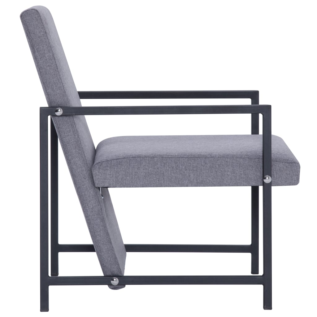 Armchair with Chrome Feet Light Grey Fabric