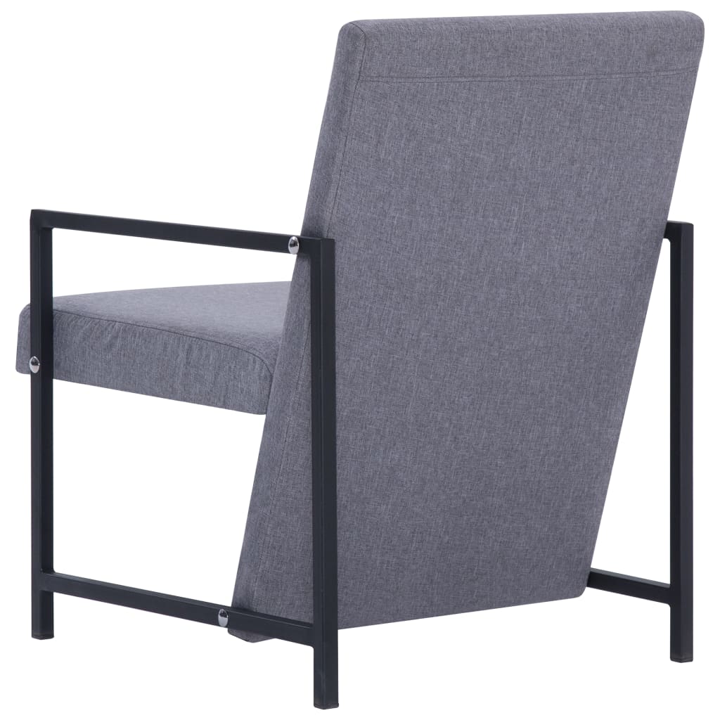 Armchair with Chrome Feet Light Grey Fabric