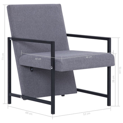 Armchair with Chrome Feet Light Grey Fabric