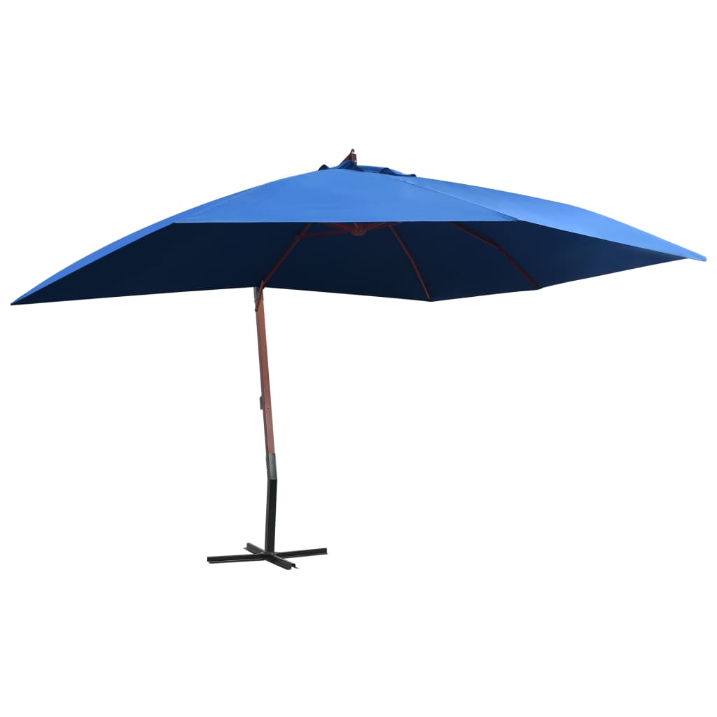 Hanging Garden Parasol with Wooden Pole 400x300 cm Blue