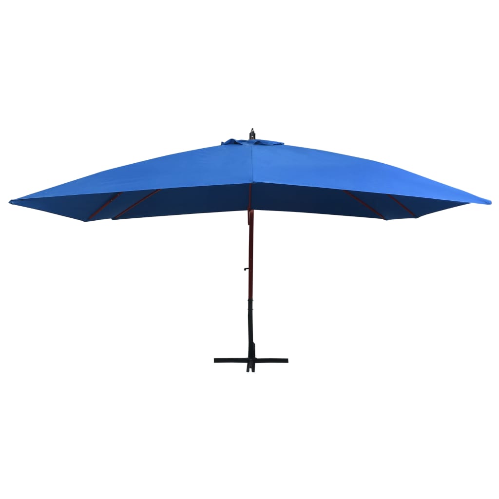 Hanging Garden Parasol with Wooden Pole 400x300 cm Blue