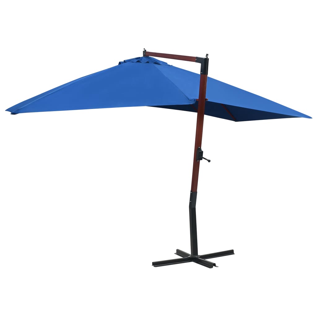 Hanging Garden Parasol with Wooden Pole 400x300 cm Blue