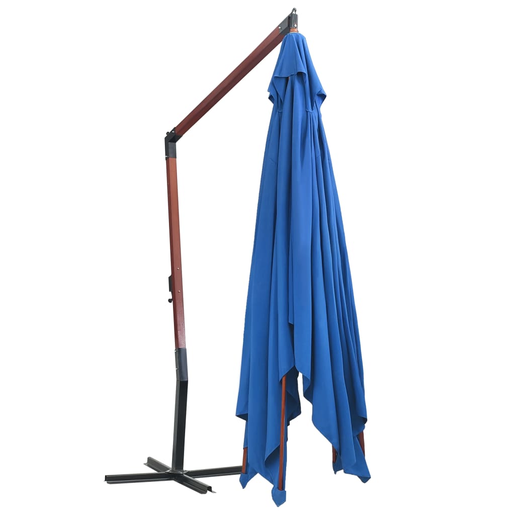 Hanging Garden Parasol with Wooden Pole 400x300 cm Blue