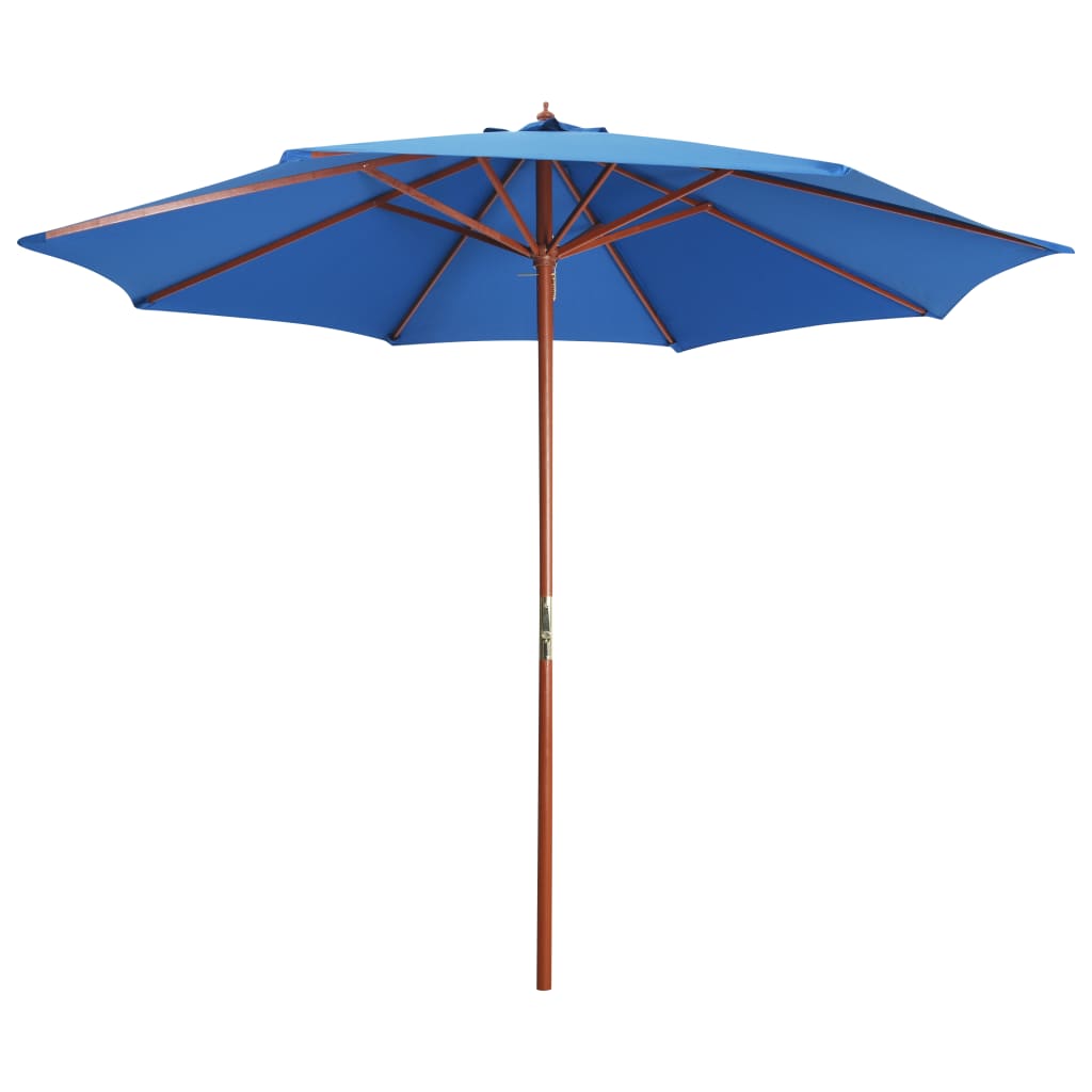 Parasol with Wooden Pole 300x258 cm Blue